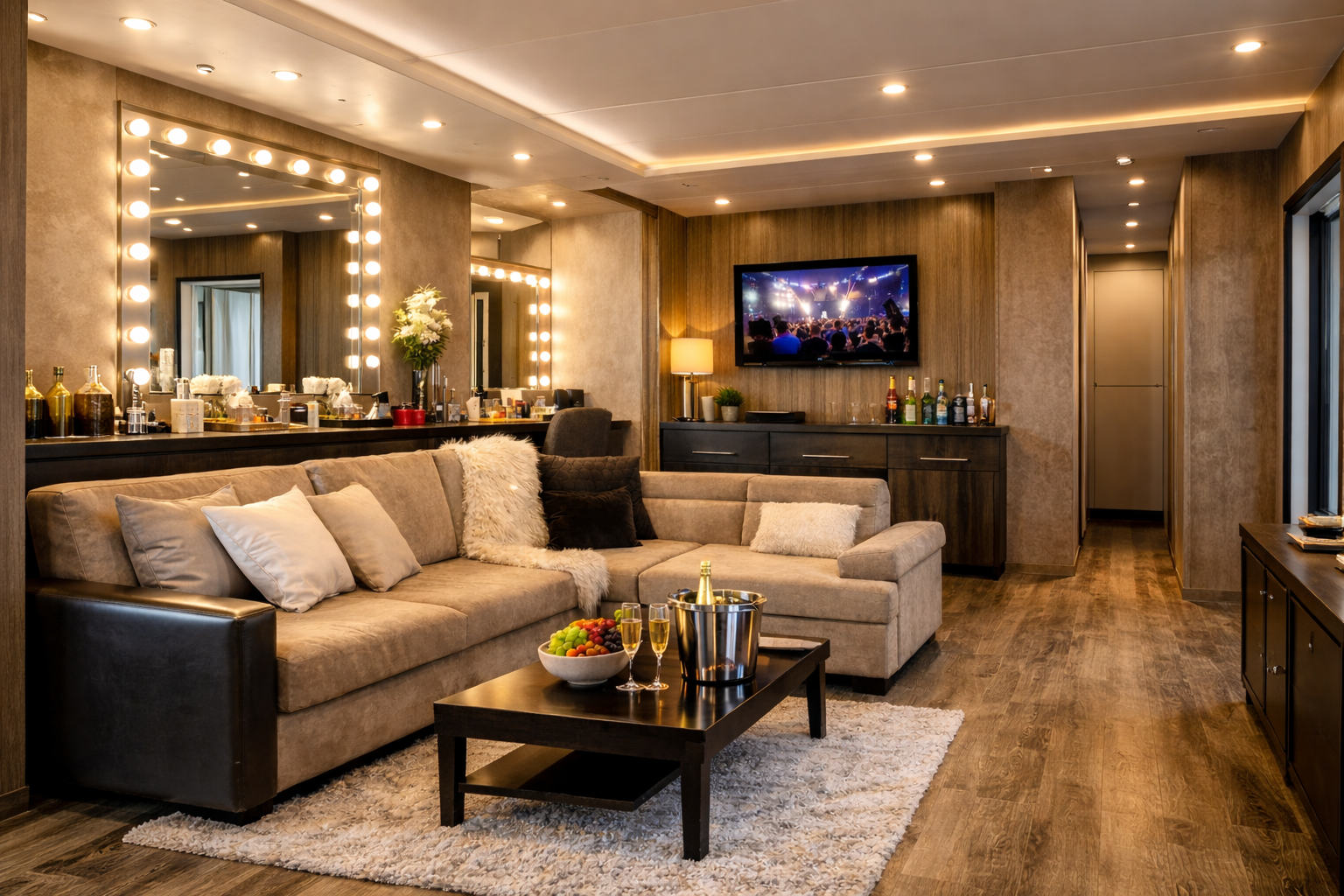 Intérieur de loge festival de luxe pour artistes et VIP – backstage festival PROD 19