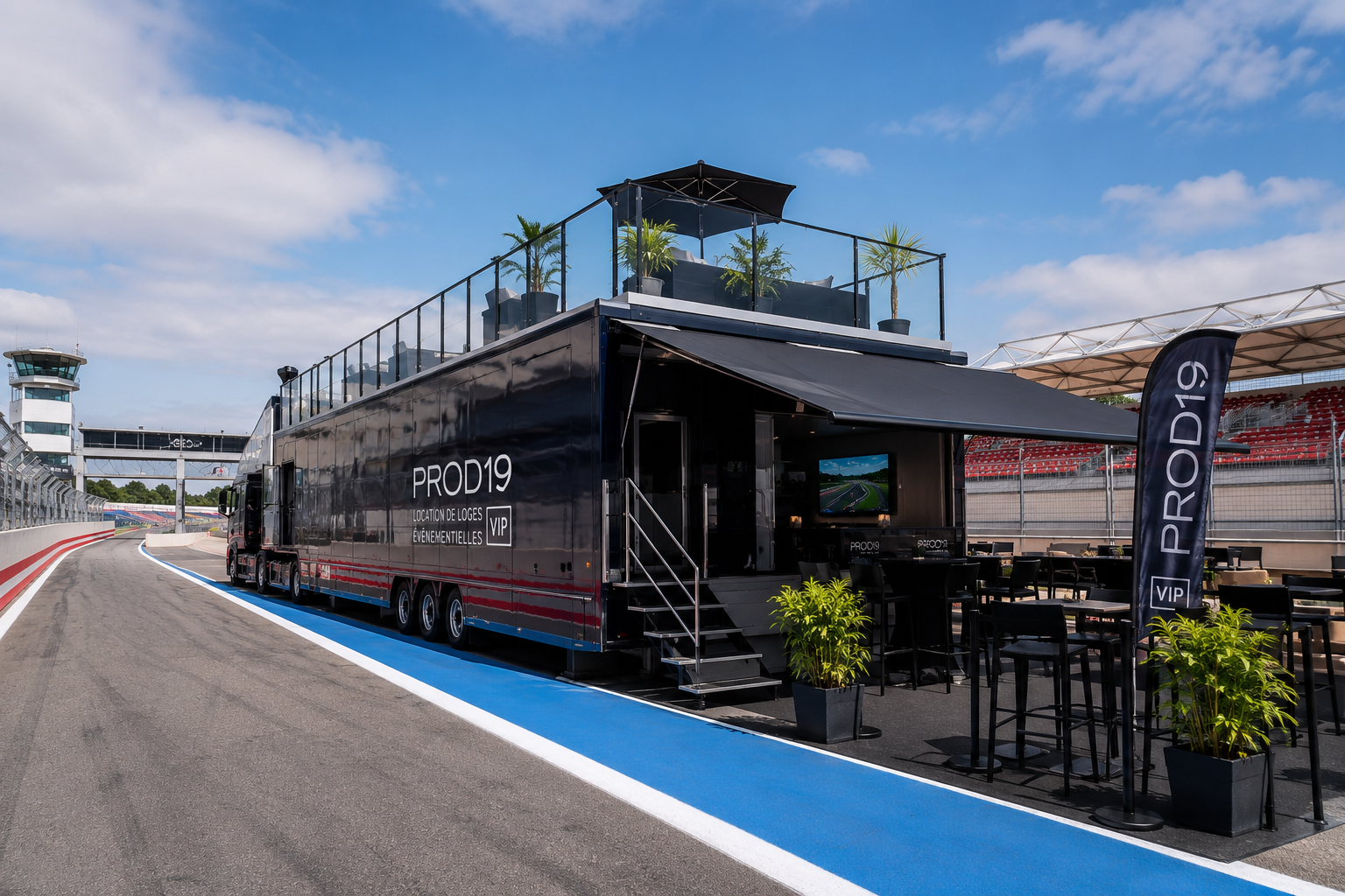 Espace hospitality VIP automobile PROD 19 installé sur un circuit